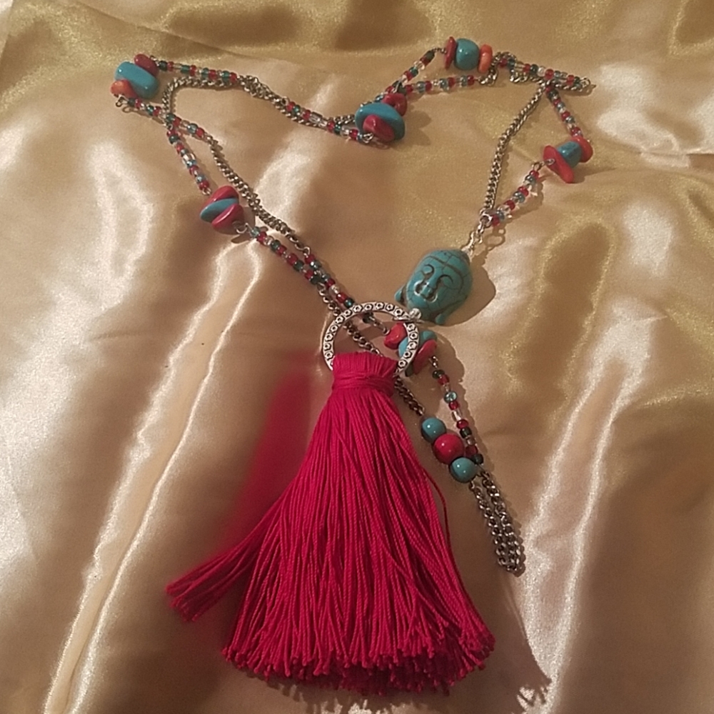 Budha with Turquoise Tassel Necklace